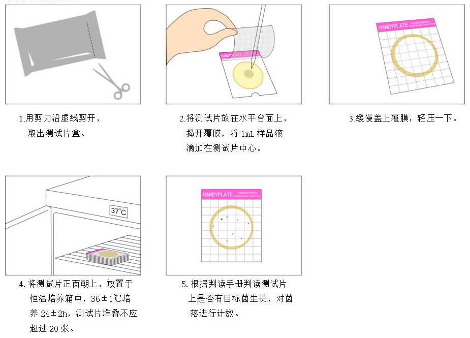 Handy plate®快速菌落總數(shù)測(cè)試片 操作圖解